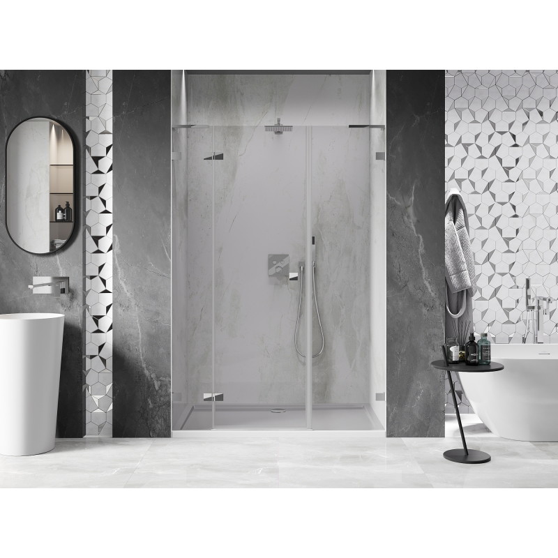 Mexen Lunar L Duschtür, öffnend, links, 145 cm, transparent, Chrom - 834SL-145-050-01-00-L