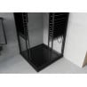 Mexen Rio Quadratische Duschkabine 80 x 80 cm, schwarze Streifen, schwarz + Flat Duschwanne, schwarz - 860-080-080-70-20-4070B