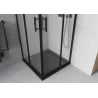 Mexen Rio Duschkabine quadratisch 80 x 80 cm, Milchglas, schwarz + Duschwanne Flat, schwarz - 860-080-080-70-30-4070B