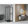 Mexen Rio quadratische Duschkabine 80 x 80 cm, satiniert, schwarz + Duschtasse Flat, schwarz - 860-080-080-70-30-4070B