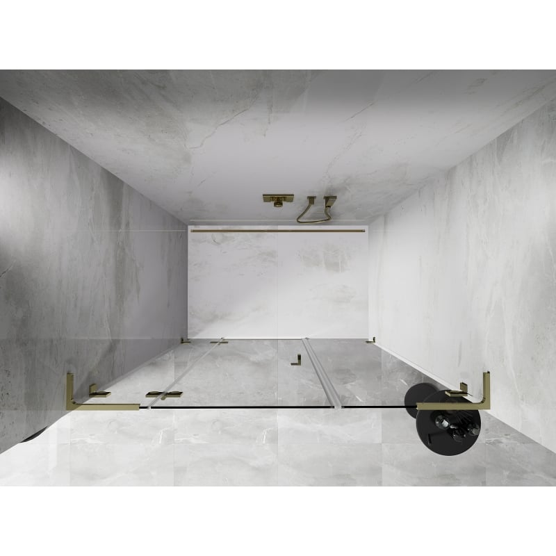 Mexen Lunar L Duschpendeltür links 145 cm, transparent, gold - 834SL-145-050-50-00-L