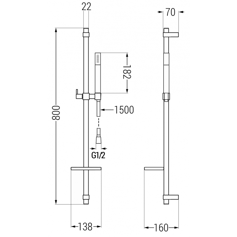Mexen DQ70 verschiebbares Duschset, Roségold - 785704581-60