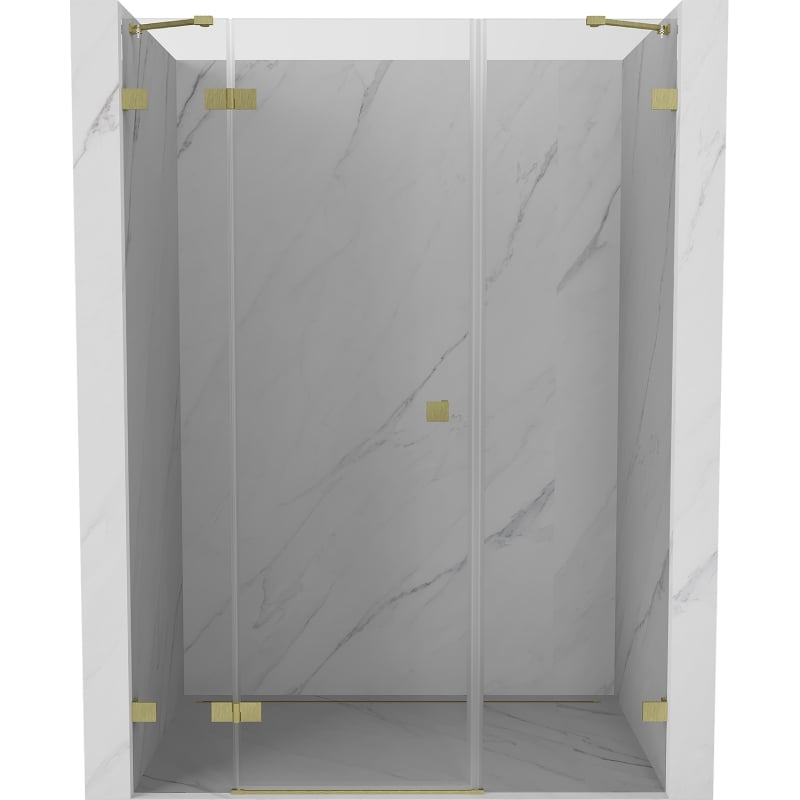 Mexen Lunar Duschdrehtür links 155 cm, transparent, gold gebürstet - 834S-155-050-55-00-L