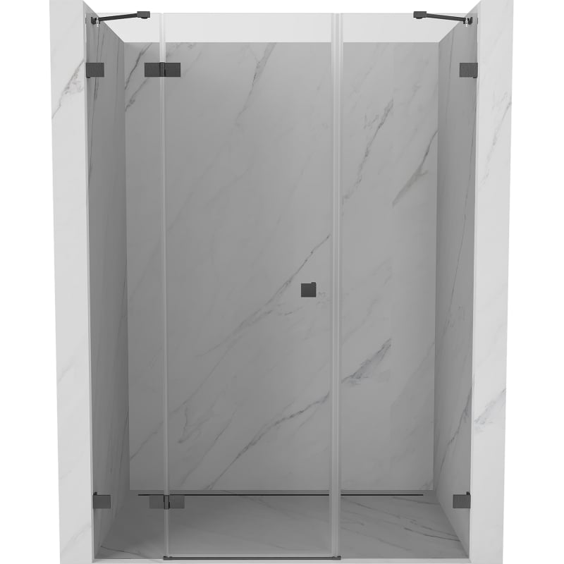 Mexen Lunar Duschdrehtür links 130 cm, transparent, gebürstetes Gun Gray - 834S-130-050-66-00-L