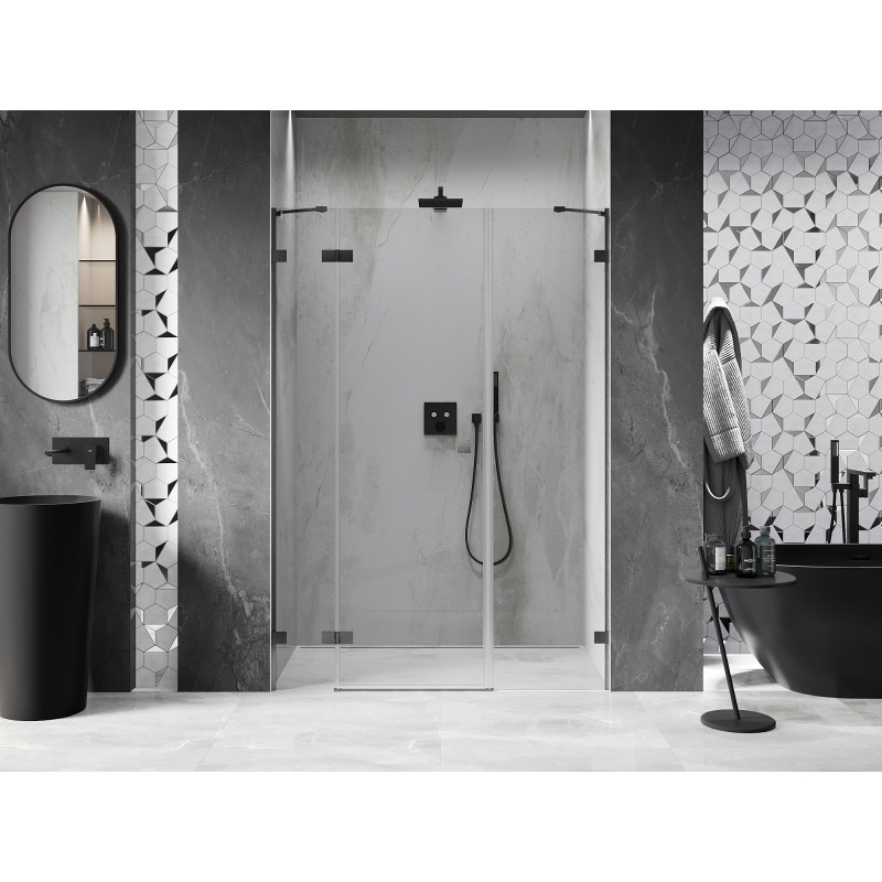 Mexen Lunar linke Pendeltür für die Dusche, 140 cm, transparent, gebürstetes Gun Gray - 834S-140-050-66-00-L