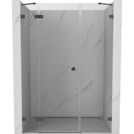 Mexen Lunar Duschschwenktür links 155 cm, transparent, gebürstet gun gray - 834S-155-050-66-00-L