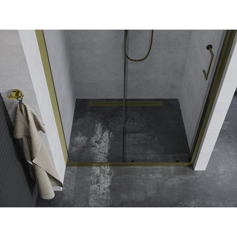 Mexen Apia 125 cm Schiebetür Duschwand, transparent, gold - 845-125-000-50-00