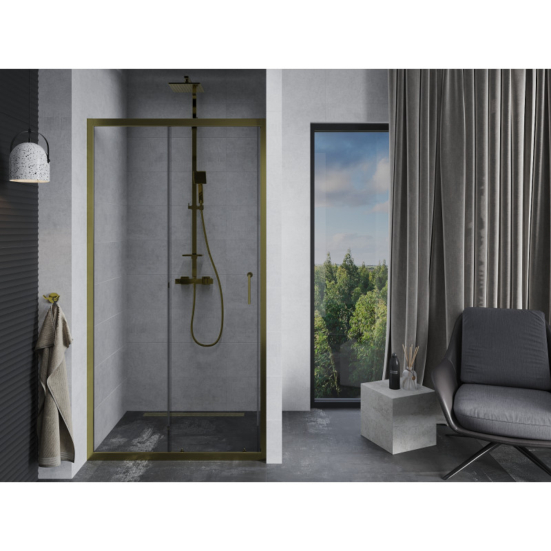 Mexen Apia Schiebetüren 135 cm, transparent, gold - 845-135-000-50-00