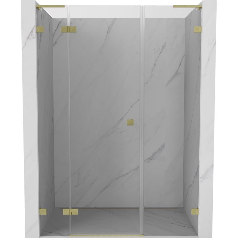 Mexen Lunar L Duschabtrennung links 130 cm, transparent, gold gebürstet - 834SL-130-050-55-00-L