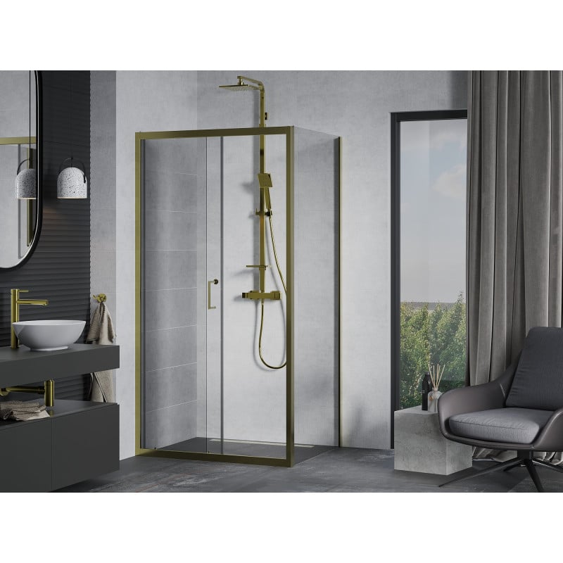 Mexen Apia Schiebeduschkabine 90 x 70 cm, transparent, gold - 840-090-070-50-00