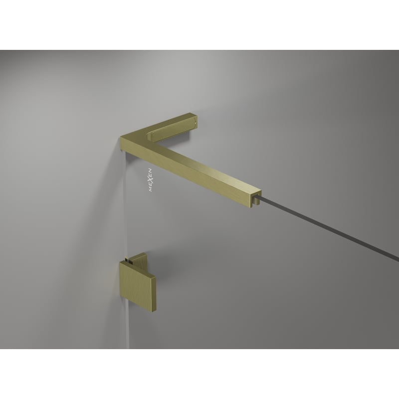 Mexen Lunar L Duschdrehtür links 140 cm, transparent, gebürstetes Gold - 834SL-140-050-55-00-L