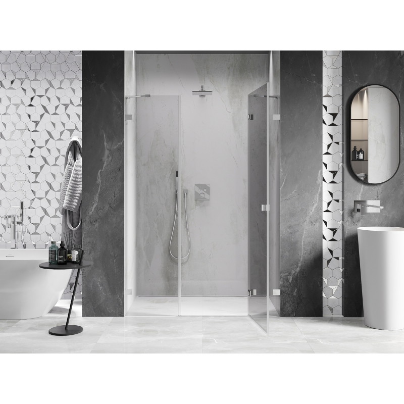 Mexen Lunar Duschwand schwenkbar rechts 150 cm, transparent, chrom - 834S-150-050-01-00-P