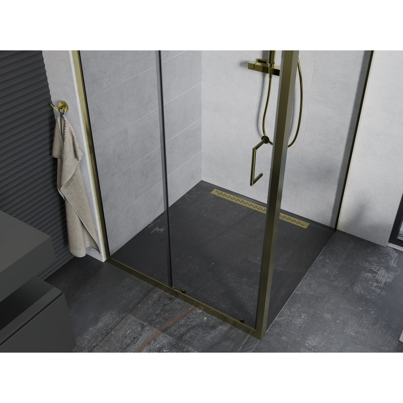 Mexen Apia Schiebeduschkabine 90 x 90 cm, transparent, gold - 840-090-090-50-00