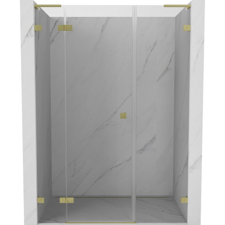 Mexen Lunar L Duschabtrennung, links öffnend, 150 cm, transparent, gebürstetes Gold - 834SL-150-050-55-00-L