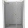 Mexen Lunar L Duschabtrennung, links öffnend, 150 cm, transparent, gebürstetes Gold - 834SL-150-050-55-00-L
