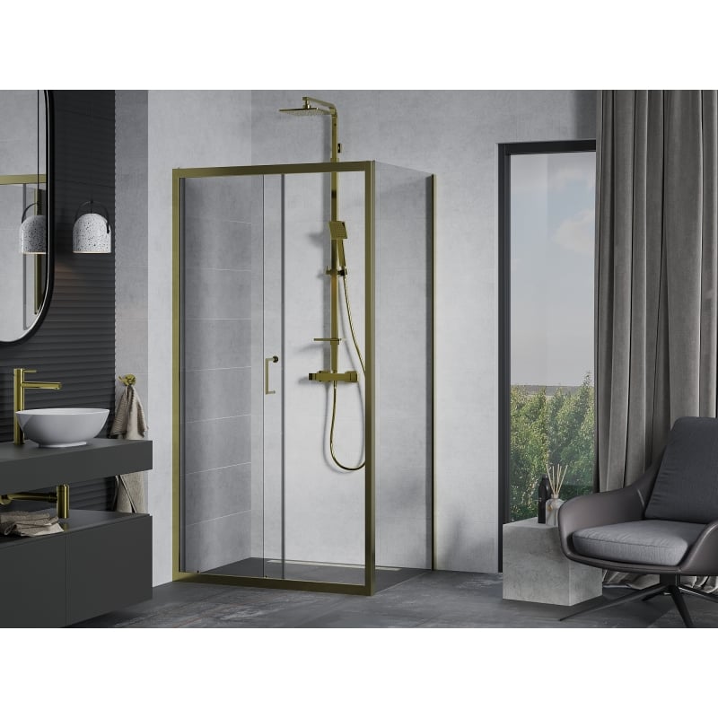 Mexen Apia Schiebeduschkabine 90 x 100 cm, transparent, gold - 840-090-100-50-00