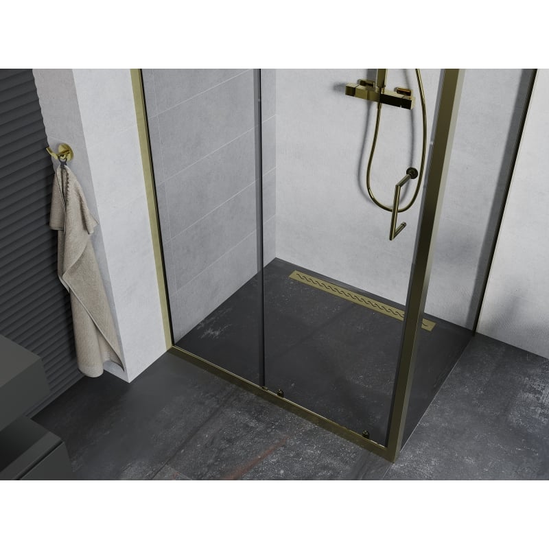 Mexen Apia Schiebeduschkabine 90 x 100 cm, transparent, gold - 840-090-100-50-00