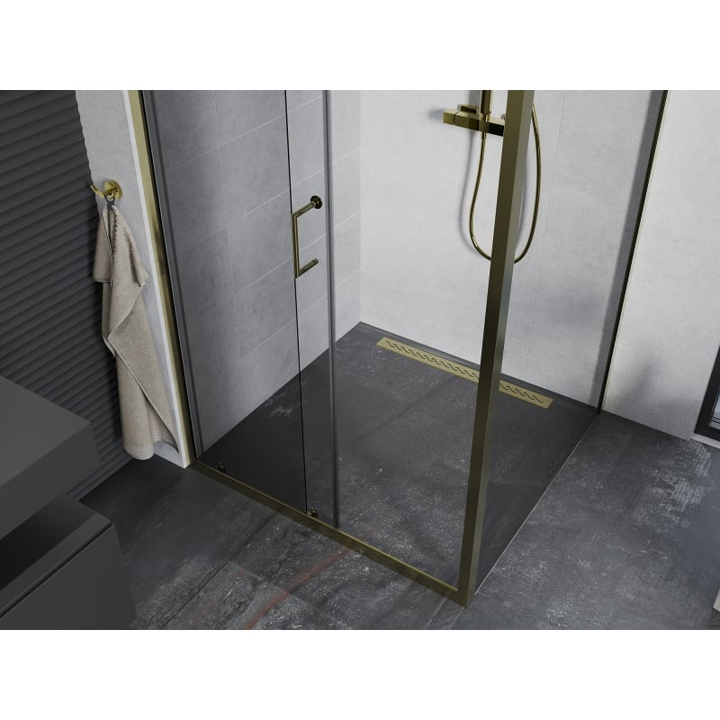 Mexen Apia Schiebeduschkabine 90 x 100 cm, transparent, gold - 840-090-100-50-00