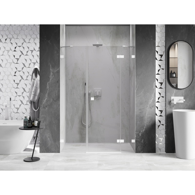 Mexen Lunar Duschdrehtür rechts 130 cm, transparent, weiß - 834S-130-050-20-00-P
