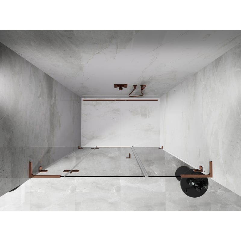 Mexen Lunar L Duschdrehtür links 145 cm, transparent, Roségold - 834SL-145-050-60-00-L