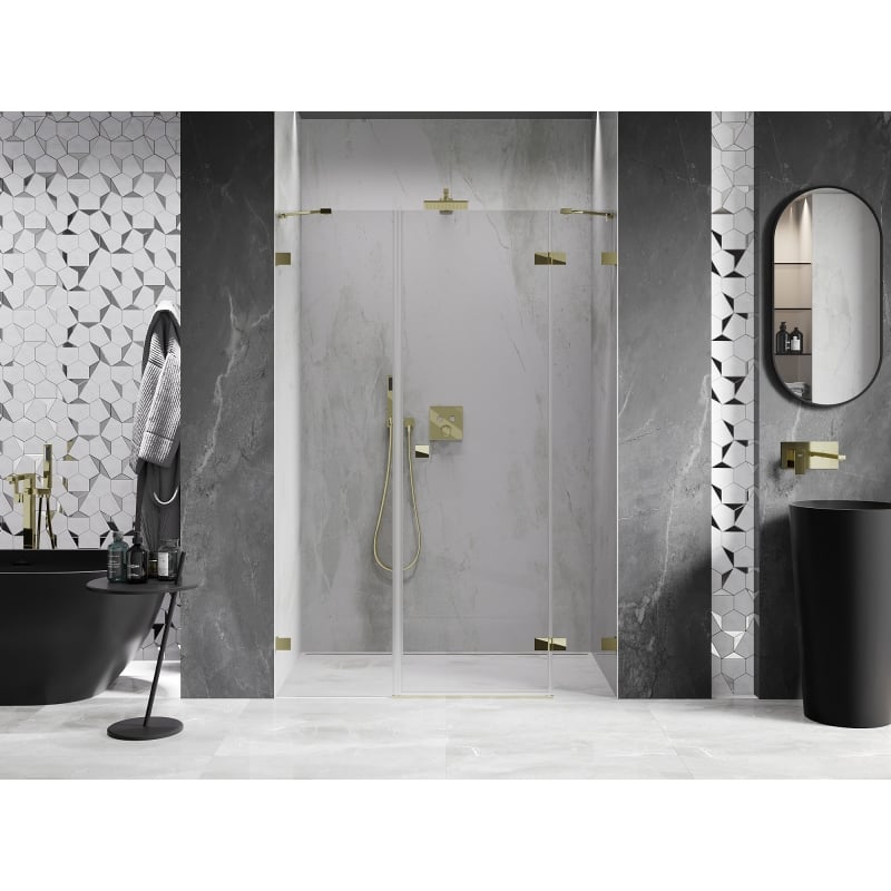 Mexen Lunar Duschfaltür rechts 160 cm, transparent, gold - 834S-160-050-50-00-P