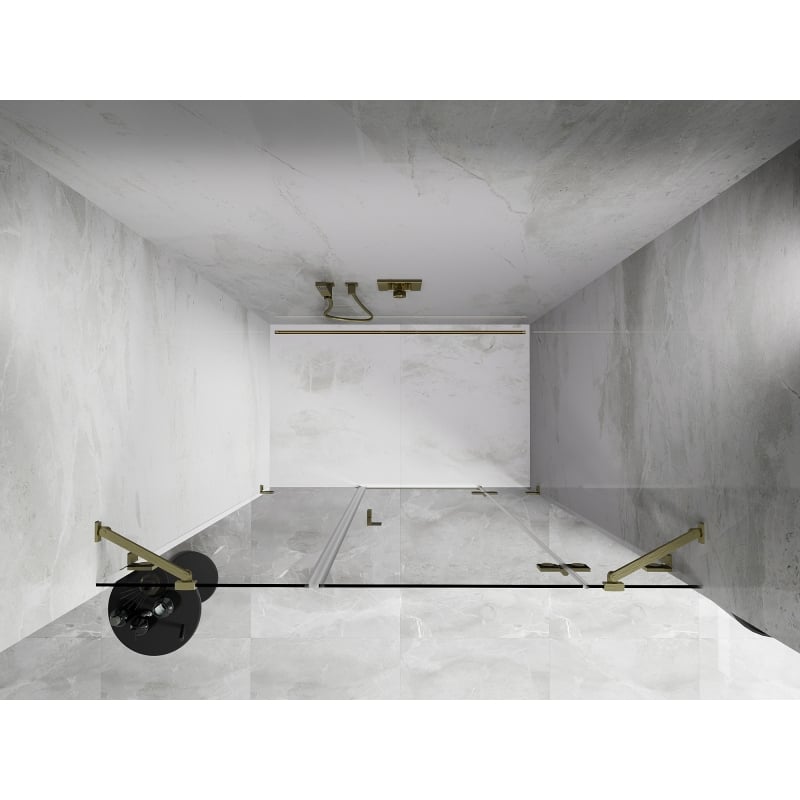 Mexen Lunar Duschschwingtür rechts 120 cm, transparent, gebürstetes Gold - 834S-120-050-55-00-P