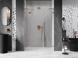 Mexen Lunar L Pendeltür Dusche links 120 cm, transparent, gebürstetes Kupfer - 834SL-120-050-65-00-L