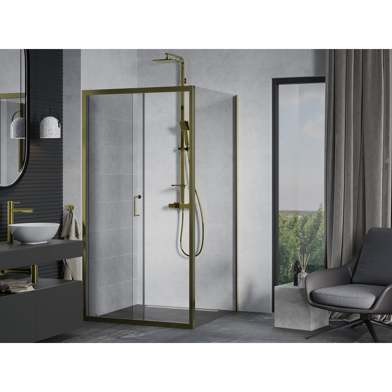 Mexen Apia Duschkabine Schiebetür 100 x 100 cm, transparent, gold - 840-100-100-50-00