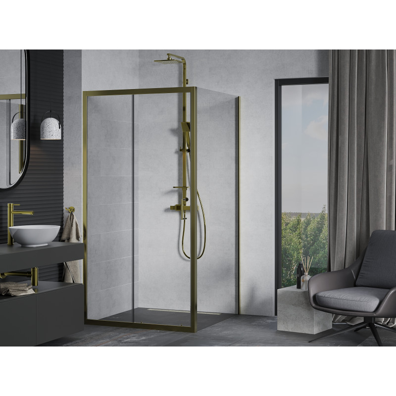Mexen Apia Duschkabine Schiebetür 100 x 100 cm, transparent, gold - 840-100-100-50-00
