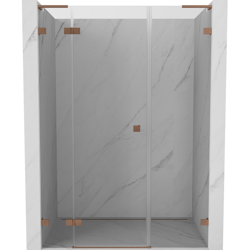 Mexen Lunar L Duschdrehtür links 130 cm, transparent, gebürstetes Kupfer - 834SL-130-050-65-00-L