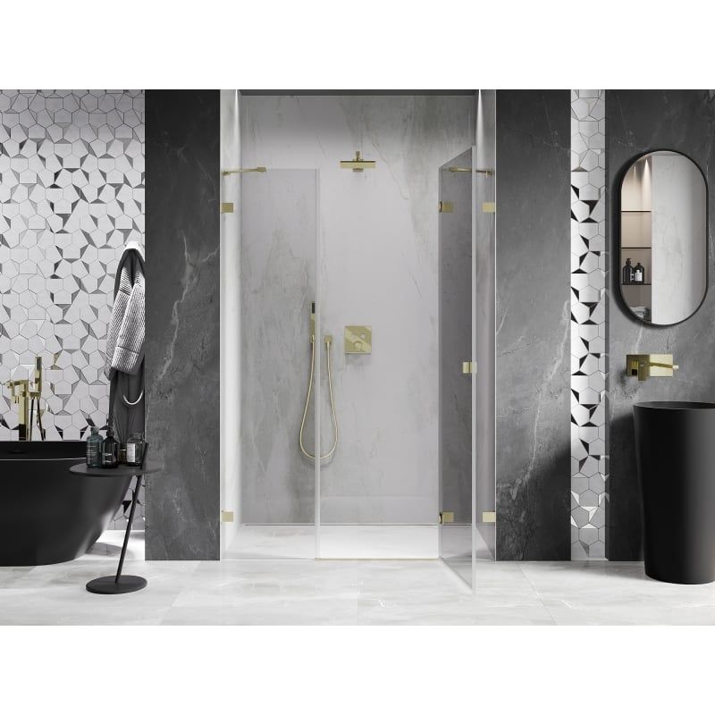 Mexen Lunar Duschschwingtür rechts 155 cm, transparent, gebürstet gold - 834S-155-050-55-00-P
