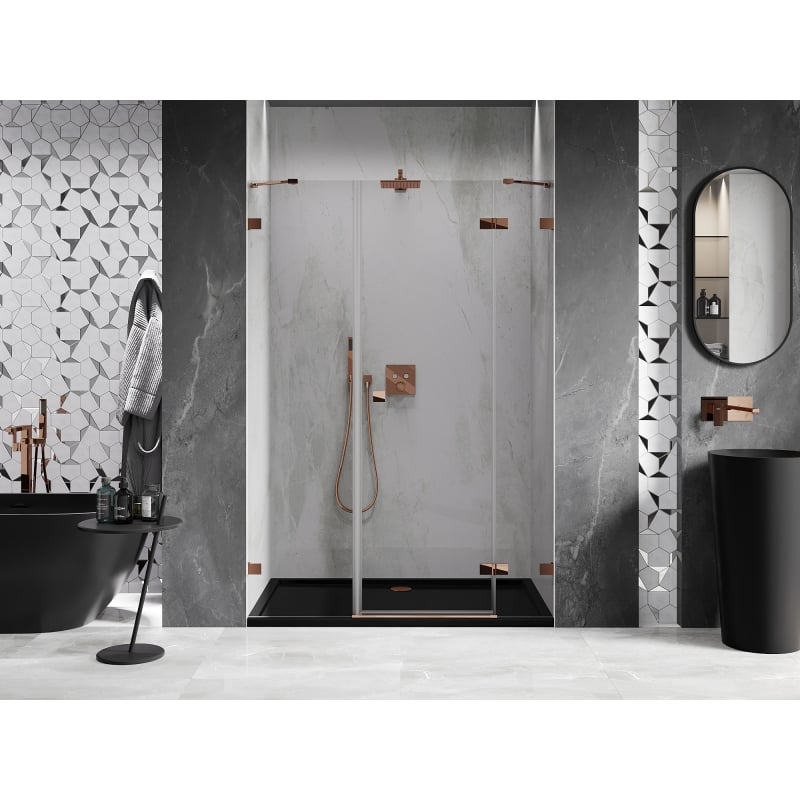 Mexen Lunar Duschdrehtür rechts 160 cm, transparent, Roségold - 834S-160-050-60-00-P