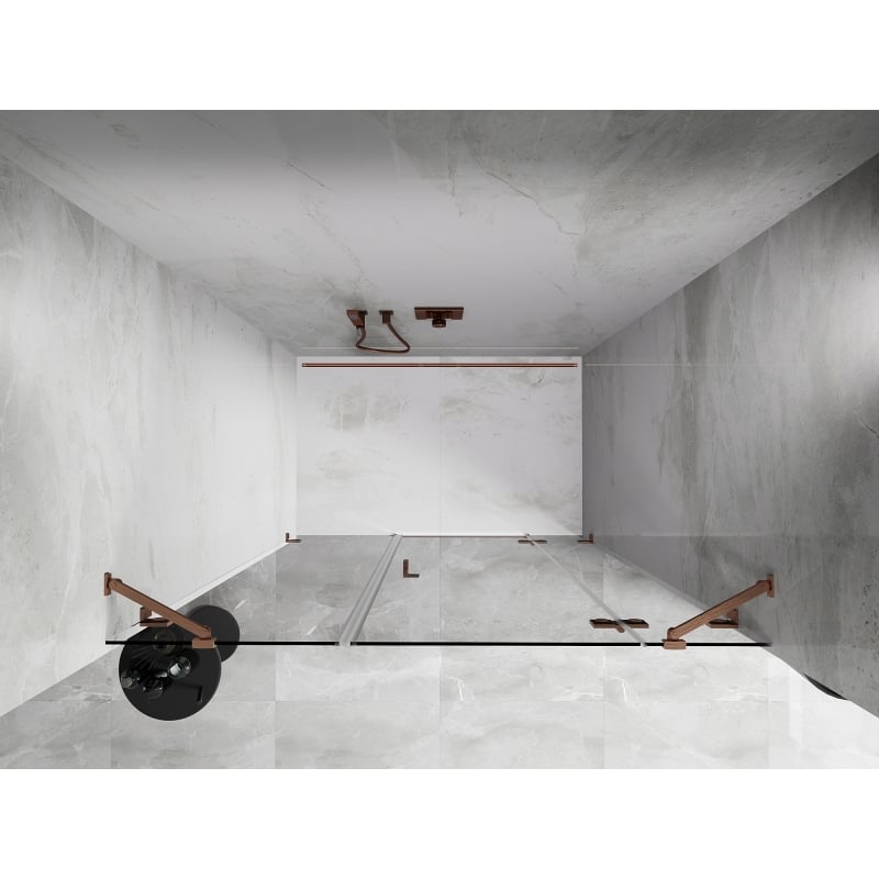 Mexen Lunar Duschdrehtür rechts 135 cm, transparent, gebürstetes Kupfer - 834S-135-050-65-00-P