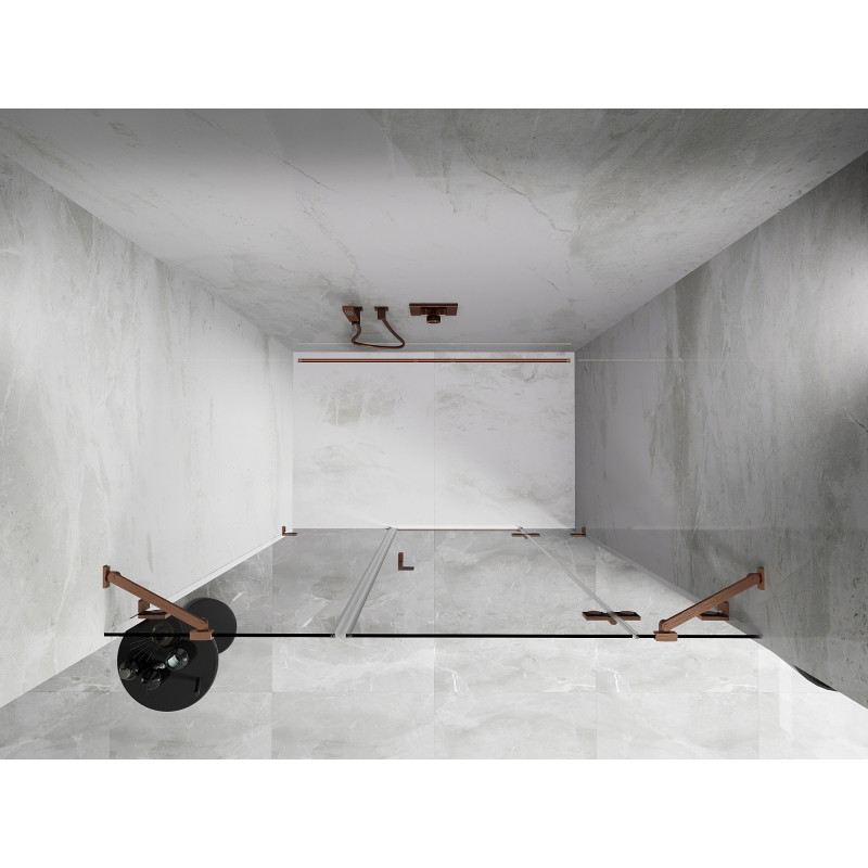 Mexen Lunar Duschdrehtür rechts 145 cm, transparent, gebürstetes Kupfer - 834S-145-050-65-00-P