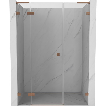 Mexen Lunar L Duschdrehtür links 160 cm, transparent, gebürstetes Kupfer - 834SL-160-050-65-00-L