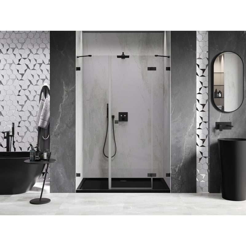 Mexen Lunar Duschdrehtür rechts 130 cm, transparent, schwarz - 834S-130-050-70-00-P