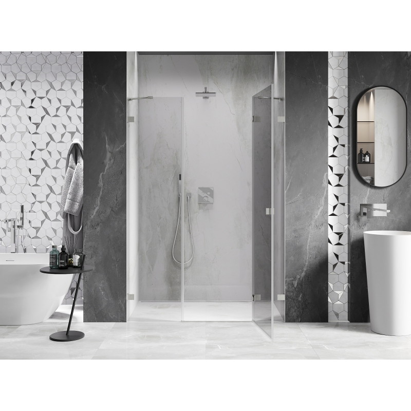 Mexen Lunar Duschdrehtür rechts 145 cm, transparent, gebürsteter Nickel - 834S-145-050-97-00-P
