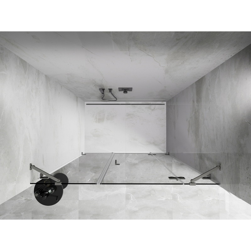 Mexen Lunar Duschdrehtür rechts 145 cm, transparent, gebürsteter Nickel - 834S-145-050-97-00-P
