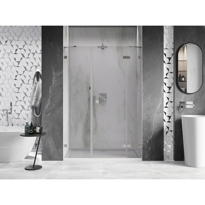 Mexen Lunar Duschdrehtür rechts 150 cm, transparent, gebürsteter Nickel - 834S-150-050-97-00-P