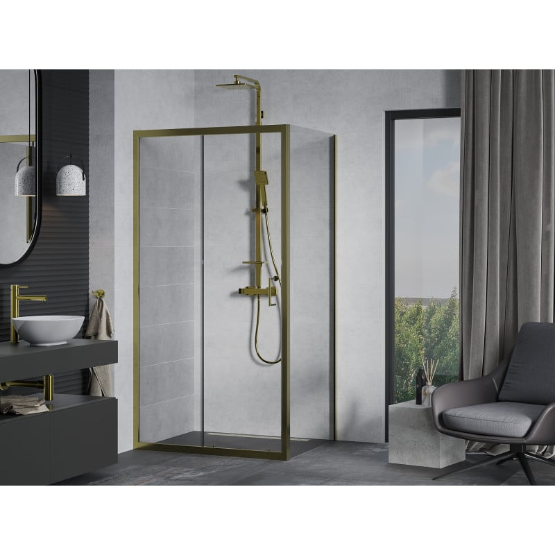 Mexen Apia Duschkabine Schiebetür 130 x 100 cm, transparent, gold - 840-130-100-50-00