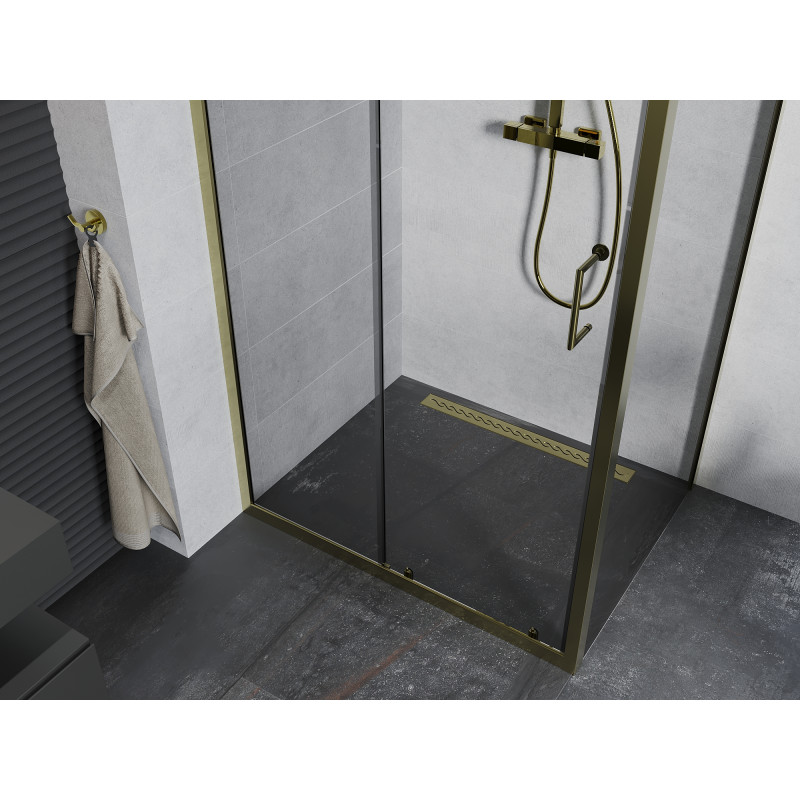 Mexen Apia Duschkabine Schiebetür 135 x 80 cm, transparent, gold - 840-135-080-50-00