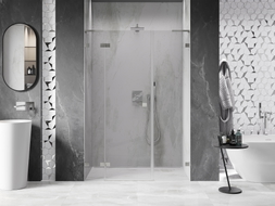 Mexen Lunar L Duschflügeltür links 125 cm, transparent, gebürstetes Nickel - 834SL-125-050-97-00-L