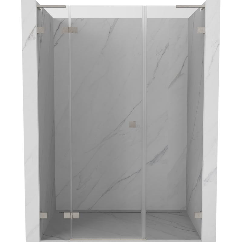 Mexen Lunar L Duschklapptür links 140 cm, transparent, gebürsteter Nickel - 834SL-140-050-97-00-L