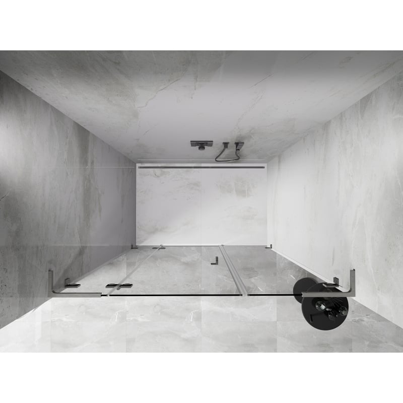 Mexen Lunar L Duschklapptür links 160 cm, transparent, gebürsteter Nickel - 834SL-160-050-97-00-L