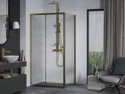 Mexen Apia Duschkabine, verschiebbar, 140 x 70 cm, transparent, gold - 840-140-070-50-00