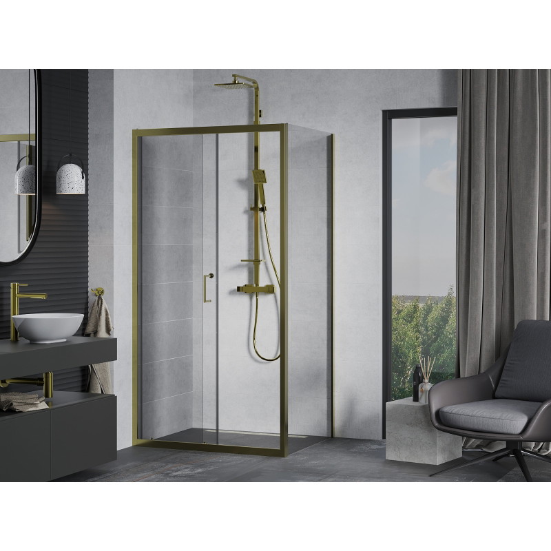Mexen Apia verschiebbare Duschkabine 140 x 80 cm, transparent, gold - 840-140-080-50-00