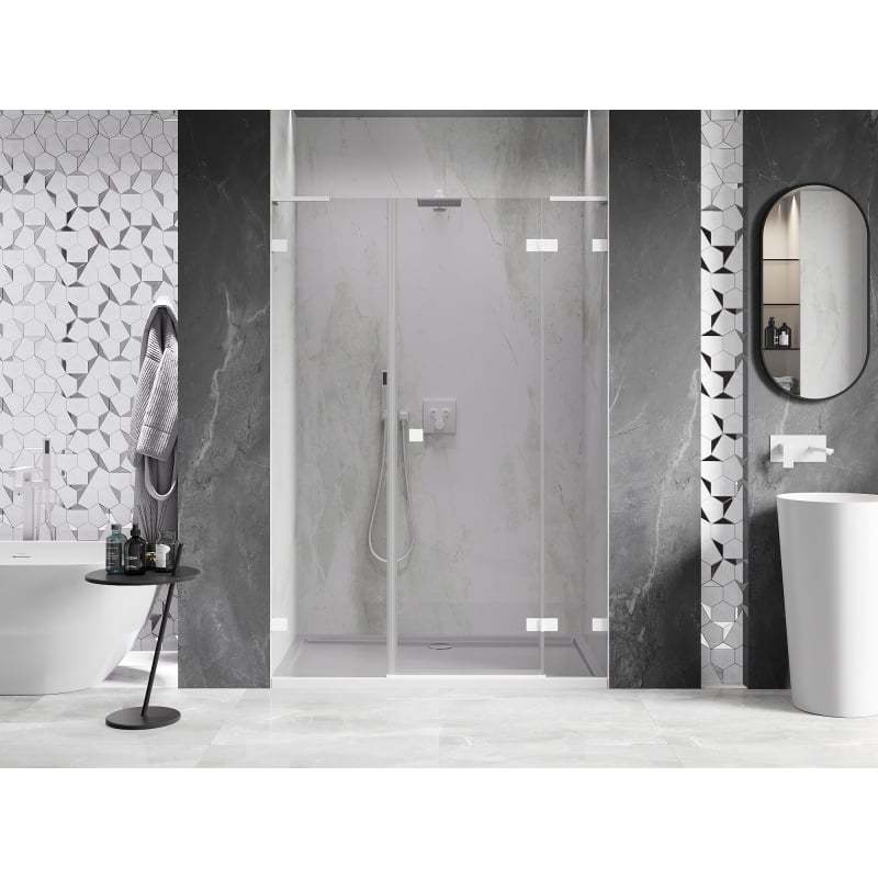 Mexen Lunar L Duschdrehtür rechts 145 cm, transparent, weiß - 834SL-145-050-20-00-P