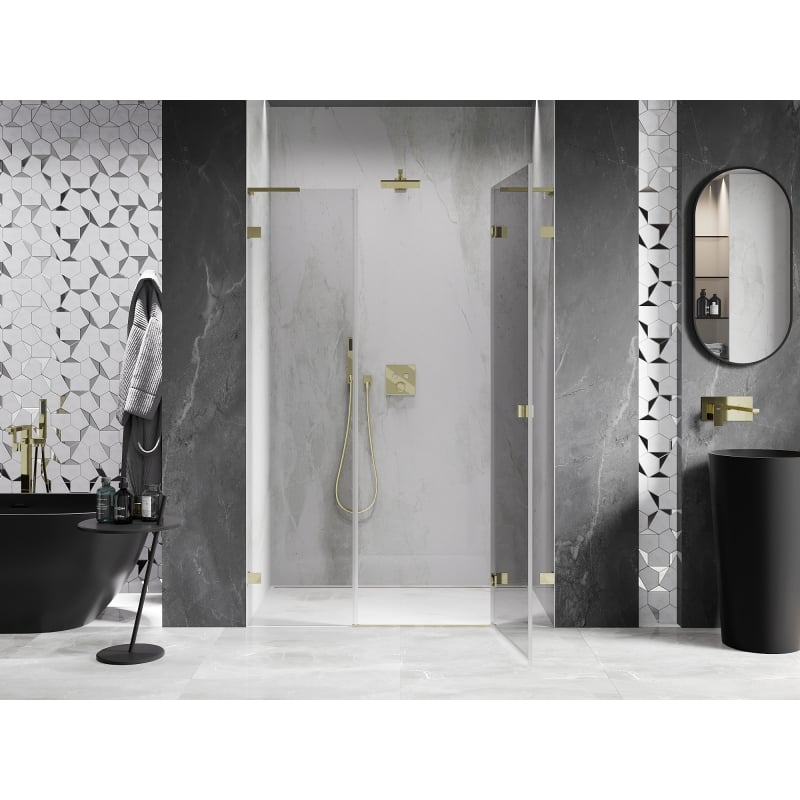 Mexen Lunar L Duschdrehtür rechts 140 cm, transparent, gold - 834SL-140-050-50-00-P