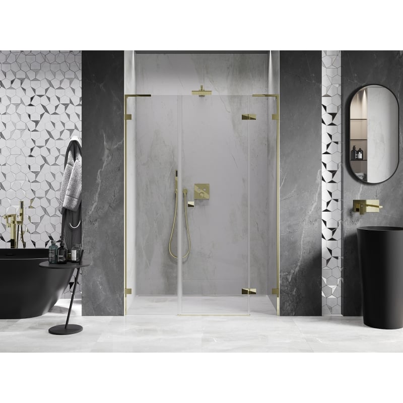 Mexen Lunar L Duschdrehtür rechts 140 cm, transparent, gold - 834SL-140-050-50-00-P
