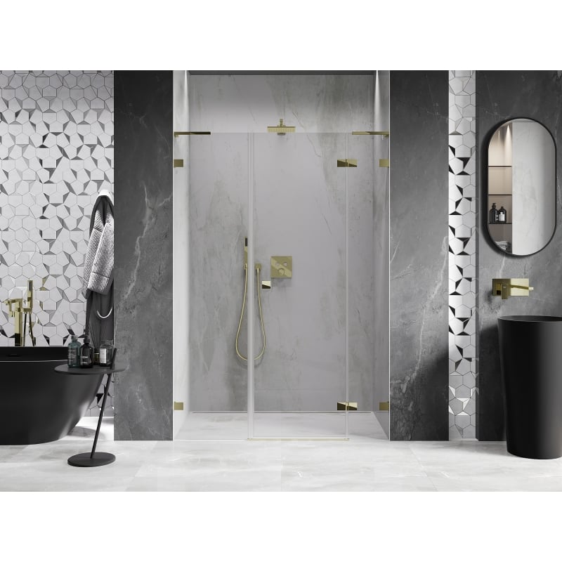 Mexen Lunar L Duschdrehtür rechts 140 cm, transparent, gold - 834SL-140-050-50-00-P